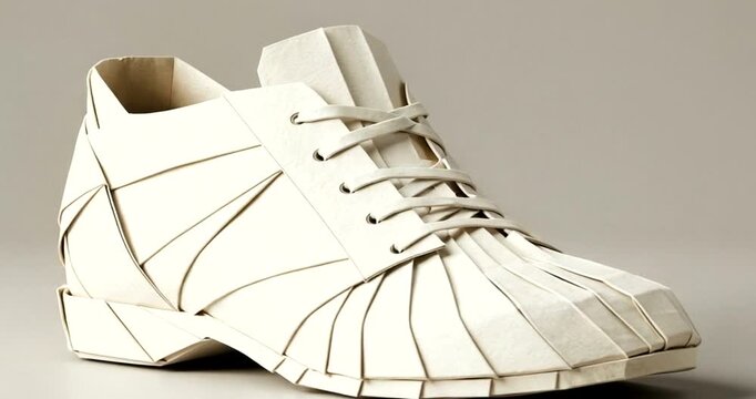 Innovative white paper shoe design with intricate details