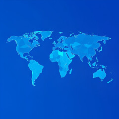 Fototapeta premium Polygonal map of the world. August's epicycloidal conformal projection of the world. Blue Shades colored polygons. Beautiful vector illustration.