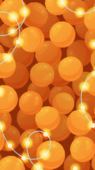 Festive vertical background with glowing garlands and mandarins. perfect for New Years Stories and holiday posts