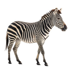 Fototapeta premium 3d realistic zebra standing side view majestic wild animal render transparent background