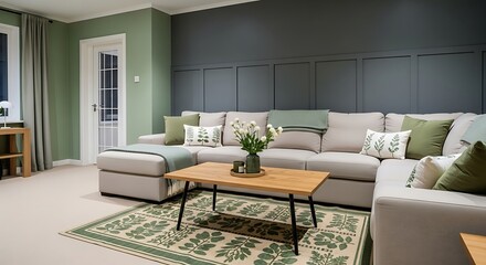 Fototapeta premium Modern Living Room with Sectional Sofa.