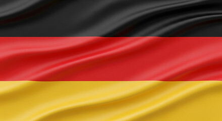 Naklejka premium Full Germany Flag With Realistic Fabric Texture And Small Rounded Folds Covering Entire Canvas Natural Lighting High Detail JPG