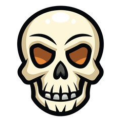 Vector skull with black outline halloween tattoo and stickers