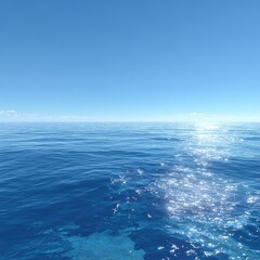 Fototapeta premium Calm ocean stretches to a clear sky