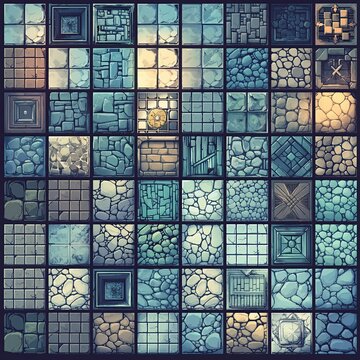 Retro Video Game Floor and Wall Tile Set, Vintage Style Gaming Texture, Asset, Interior or Exterior Level Design World Building Pixel Art