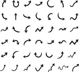 arrow direction vector set – curved, straight, and navigation pointers