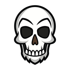 Vector skull with black outline halloween tattoo and stickers