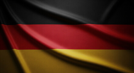 Naklejka premium Full Germany Flag With Realistic Fabric Texture And Small Rounded Folds Covering Entire Canvas Natural Lighting High Detail JPG