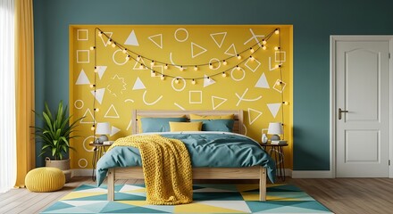 Mustard Yellow Bedroom Interior Design Decor.