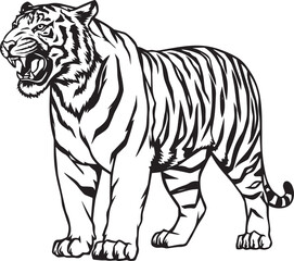 Obraz premium tiger vector silhouette with white background