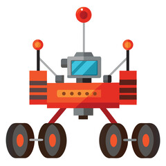 Illustration of a mars rover robot with six wheels isolated on white background