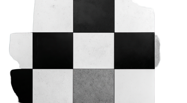 Checkered, irregular-edged, tile pattern