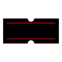 Obraz premium A simple, minimalist image of a black price tag or ticket. The tag features two thin red lines