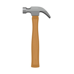 A classic carpenter's claw hammer, featuring a sturdy wooden handle and a durable metal head, stands ready for construction and DIY tasks.