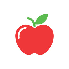 Fototapeta premium Red Apple Silhouette with Green Leaf Icon