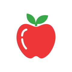 Fototapeta premium Red Apple Silhouette with Green Leaf Icon