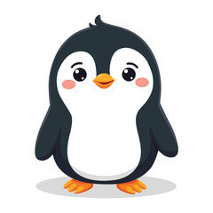 Cute Cartoon Penguin in Kawaii Style – Adorable Baby Arctic Animal Vector Illustration for Kids and Mascot Designs