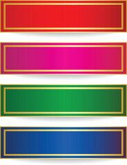 Colorful horizontal banners with golden frames