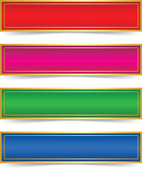 Colorful Banners with Gold Frames A Set of Rectangular Labels