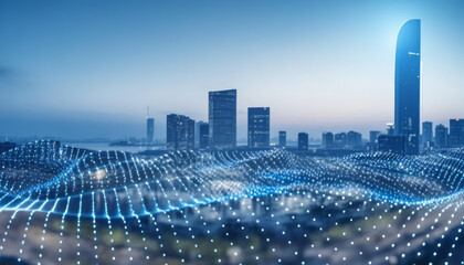 Tech Smart City Network Connection Data Coverage Urban Background