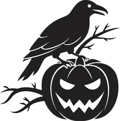 Spooky Halloween Crow Silhouette For Festive Designs