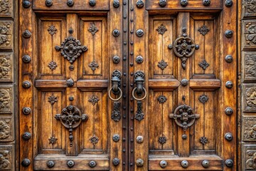 The door is made of wood and has a lot of intricate designs on it