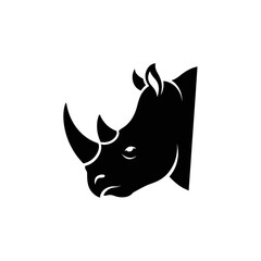 Stylized Black Silhouette of a Rhino Head