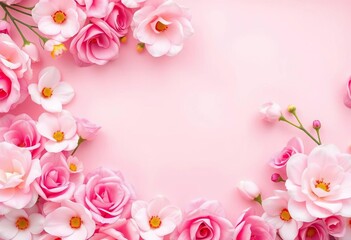 Obraz premium Soft pink and pastel floral backdrop, ideal for Valentine's or wedding stationery, soft design, floral design