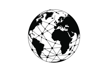 Global network connections on a stylized earth globe