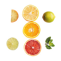 Fototapeta premium Citrus fruit slices arranged in a vertical pattern