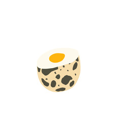 Quail egg illustration. Whole and cut quail eggs. Egg illustration. Boiled quail eggs. Quail egg shell design