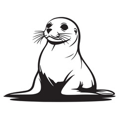 black and white vector illustration of a seal