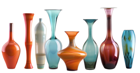 set of different modern vases, transparent background.