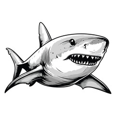 vector illustration of an aggressive great white shark