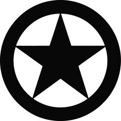 Obraz premium Black star within a circle white symbol