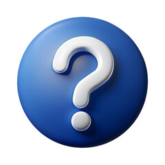 3d icon of a 3d rendered blue circle with a white question mark symbol isolated on transparent background
