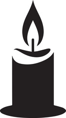 Simple black silhouette of a lit candle with a flame