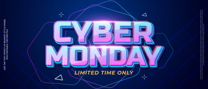 Cyber monday banner design for web or social media promotions. Includes editable text