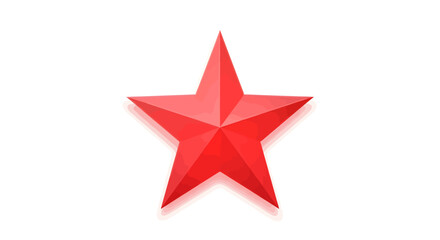 Obraz premium Striking red five-pointed star gleaming with sharp edges and subtle shadow on clean white backdrop