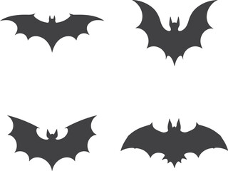 Bat Silhouette Icons Set – Flying Bat Vector Illustrations Isolate on White Background