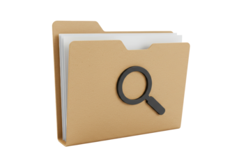 Isolated file folder with magnifying glass, search documents for business concept