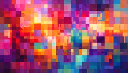 Fototapeta premium Vivid abstract mosaic artwork with dynamic interplay of geometric shapes and colors