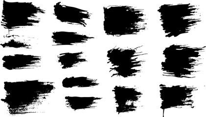 Abstract black brush strokes on white background design texture.
