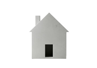 Isolated House Model with Doorway and Chimney Ornament Architectural Structure