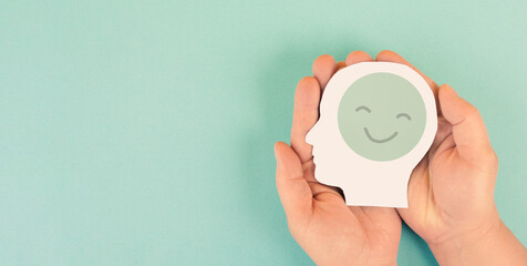 Mental health, happiness, positive attitude and mindset, happy smiling face, affirmative thinking  lifestyle, support and evaluation 