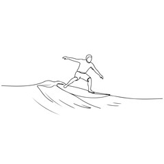 surf , simple minimalist aesthetic one line art, isolated on white background