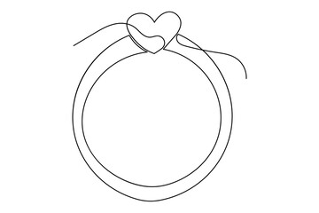 Wedding ring isolate continuous one line drawing minimalist style modern outline sketch