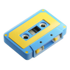 Fototapeta premium Blue and yellow cassette tape, isometric view