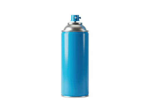 Isolated blue paint spray can ready for painting, artistic expression and DIY projects