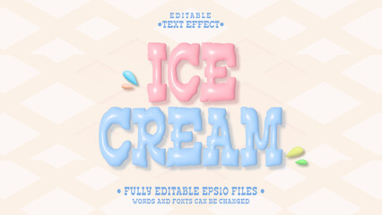 3d inflate grunge style ice cream text effect